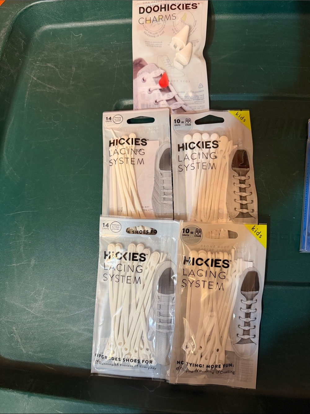 Hickies four packs kids lacing  system 
Plus a pack of charms